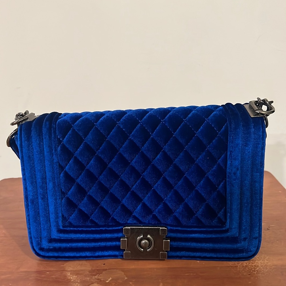 Cute Royal blue suede crossbody Bag